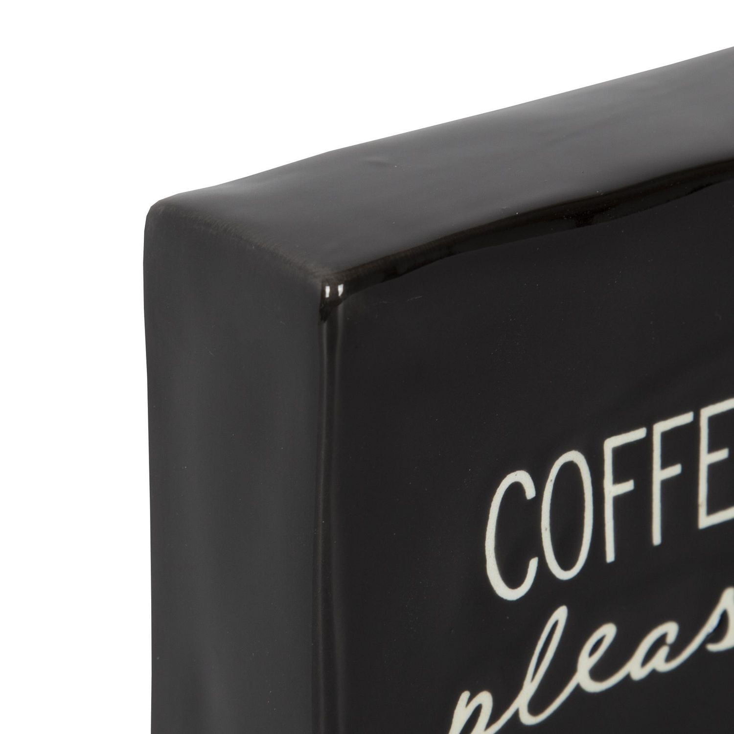 Linden “Coffee Please!” Porcelain Tabletop Square Art Plaque