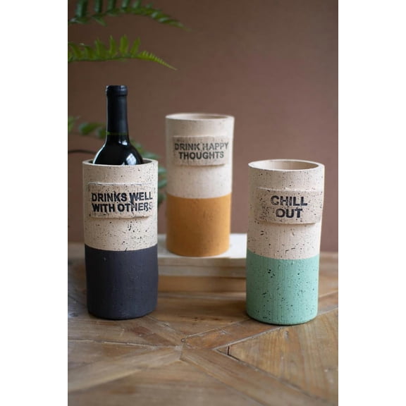 SET OF THREE TERRACOTTA WINE COOLERS - ONE EACH