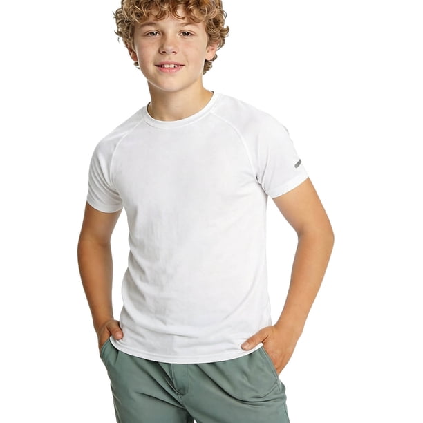 Camisas de Manga Larga para Niños Tamaño 12-14 Color Sólido de la Juventud Verano Cuello Redondo Manga Corta Camiseta de Manga Larga para Niños Niño Pequeño Camisas de Manga Larga 2T
