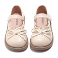 thumbnail image 5 of Viluyesy Girls Mary Jane Shoes With Bow - Princess Leather Flats Soft Sole Lace Loafer Dress Shoes For Toddler Kids Spring Summer Beige Size 2.5, 5 of 10
