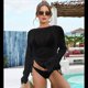 thumbnail image 4 of Camisetas de Larga para Mujer, Trajes de Baño de Bikini con Aberturas Laterales para la Playa Negro un Tamaño, 4 of 9