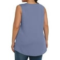 thumbnail image 4 of UYISJ Plus Size Tank Tops for Women Sleeveless Crew Neck Pleated T Shirt Summer Casual Loose Tunic Blouses Navy Blue 5XL, 4 of 6