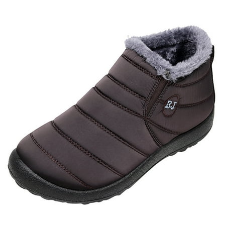 

Hvyes Boots Deals Women Winter Solid Color Keep Warm Ankle Boots Lug Sole Non-Slip Plus Velvet Boot Flat Snow Boots