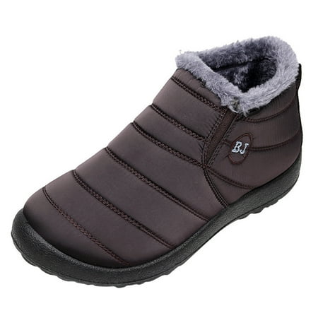 MIASHUI Women Winter Solid Color Keep Warm Ankle Boots Plus Velvet Boot Flat Snow Boots Women Sneakers Shoes Wedges Women Shoes Casual