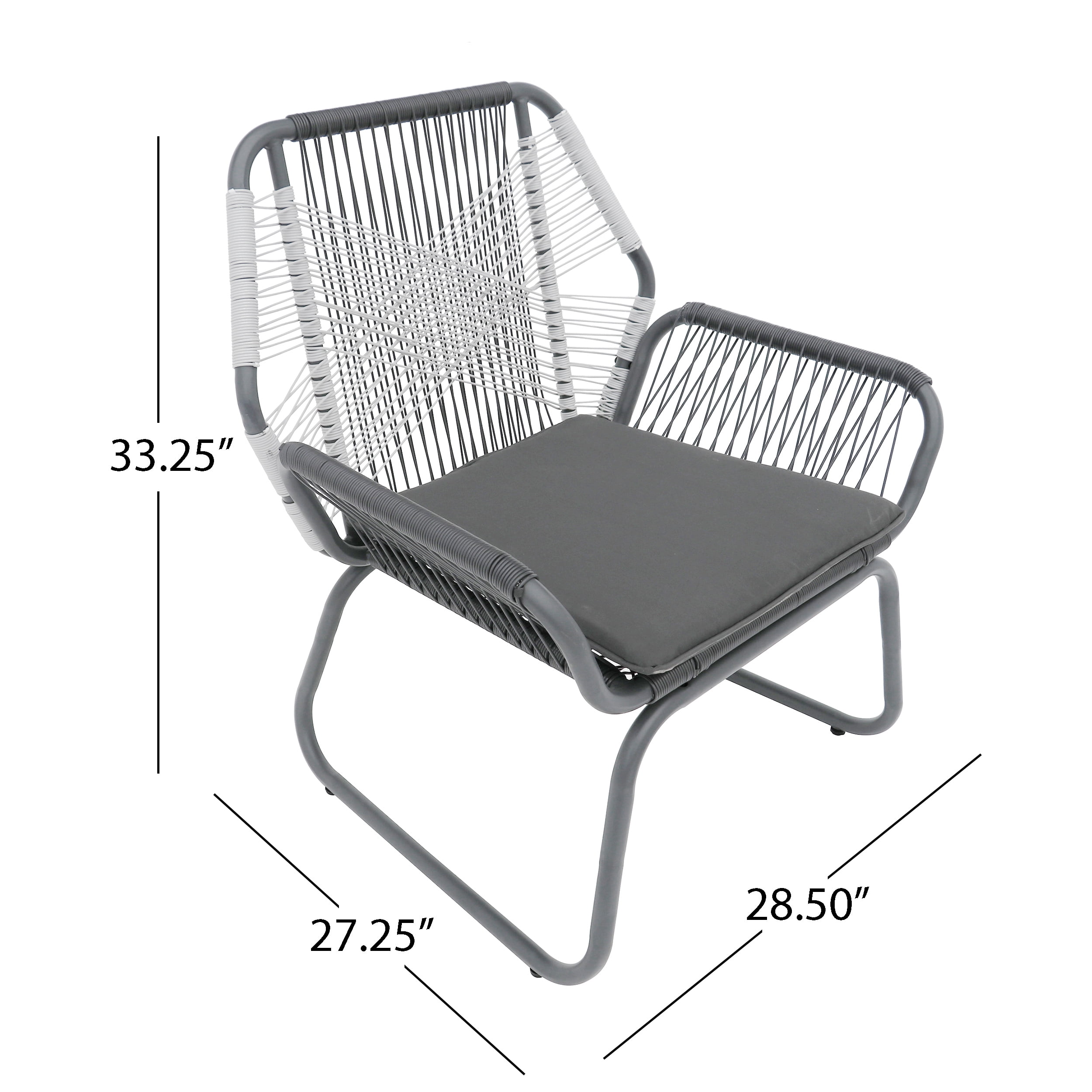 Outdoor Wicker Single Club Chair, Leisure Relax Seat for Patio Garden, Charcoal Gray