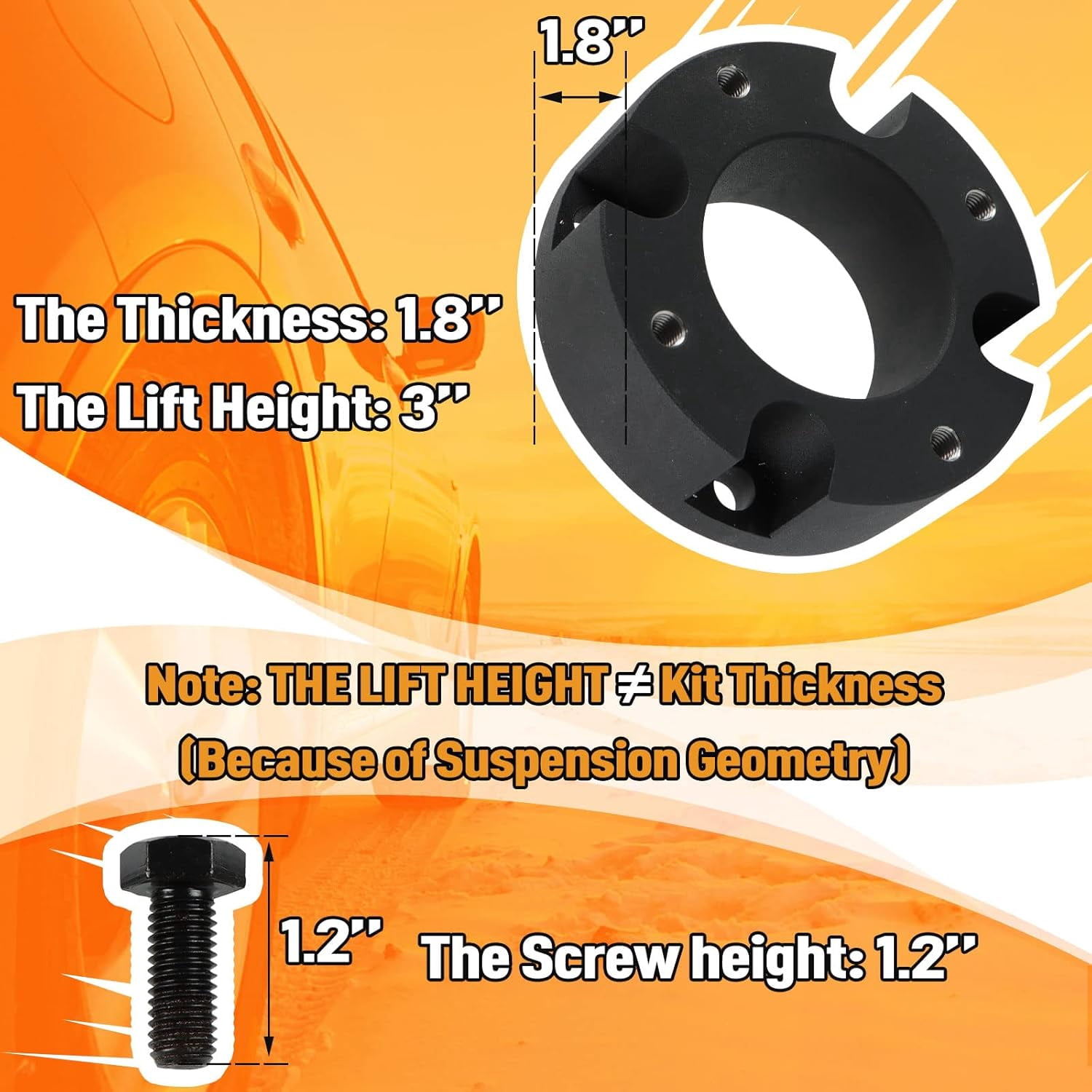 PANGOLIN 2Pcs 3" Front Leveling Lift Kit Fit for 2007-2021 Toyota Tundra, 2007-2021 Toyota Sequoia 2WD/4WD Suspension Leveling Kit Automotive Professional Replacement Parts