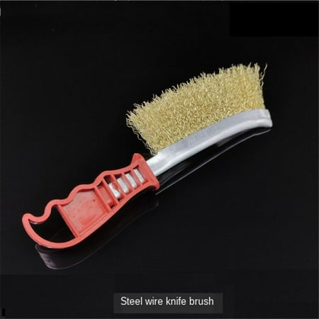 

New Stainless Steel Wire Brush Handle Durable Rust Resistant Cleaning Abrasive Tool Knife Shaped Metal Gap Rust Removal Brush