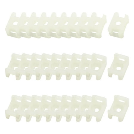 

30 Pcs 5mm Wide Cord Wire Cable Tie Holder White Plastic Mounting