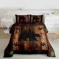 thumbnail image 2 of Homewish Rustic Wildlife Bear Full Size Comforter Sets for Adult, Brown Wooden Plank Bedding Comforter Set, Vintage Checkered Buffalo Reversible Bedding Sets, Breathable Home Decor, 3-Piece, 2 of 8