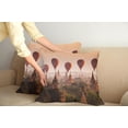 thumbnail image 3 of Ambesonne East Throw Pillow Cover 2 Pack, Hot Air Balloon Myanmar, 24", Peach Orange Cinnamon, 3 of 6
