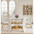 thumbnail image 3 of JUFU Dining Chairs Set of 2, Upholstered Kitchen Chairs with Faux Leather Cushion and Metal Legs, White and Gold, 3 of 8