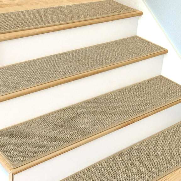 Stair Treads Non Slip for Wooden Steps Indoor 15 Pack 8" X 30" Carpet Stairs Runner for Wood Stairs, Stair Tread Rugs with Reusable Adhesive for Dogs Kids and Elders, Machine Washable, Beige