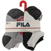 Fila Kids Boys 10-Pack Half Cushion No Show Socks Basic Logo - Multi, Boys Medium Shoe size 10-4