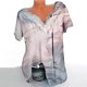 thumbnail image 1 of Fiudx Liquidación de Ofertas Flash Blusa Estampada con Cuello En V y Mangas Cortas Informales para Mujer a La Moda, Blusas con Pliegues, 1 of 4