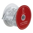 thumbnail image 3 of Northlight Sheer Silver Snowflake Christmas Wired Craft Ribbon 2.5" x 10 Yards, 3 of 3