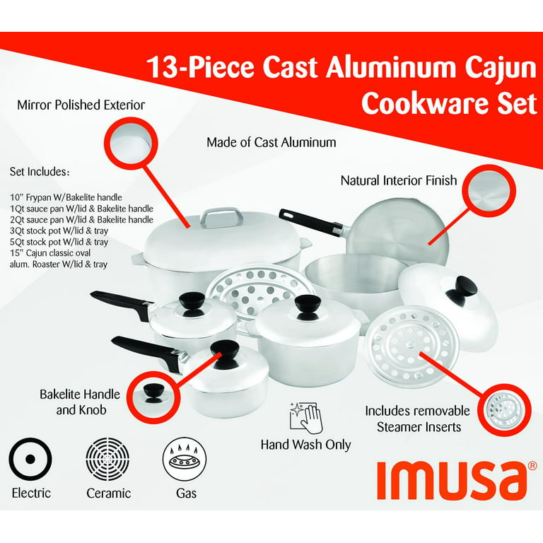 Imusa 14 Quart Heavy Duty Cajun Aluminum Stock Pot with Lid 
