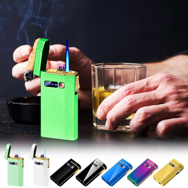Mechero metálico recargable resistente al viento con resplandor nocturno - Encendedor portátil reutilizable para acampar, hacer senderismo, barbacoa y viajar