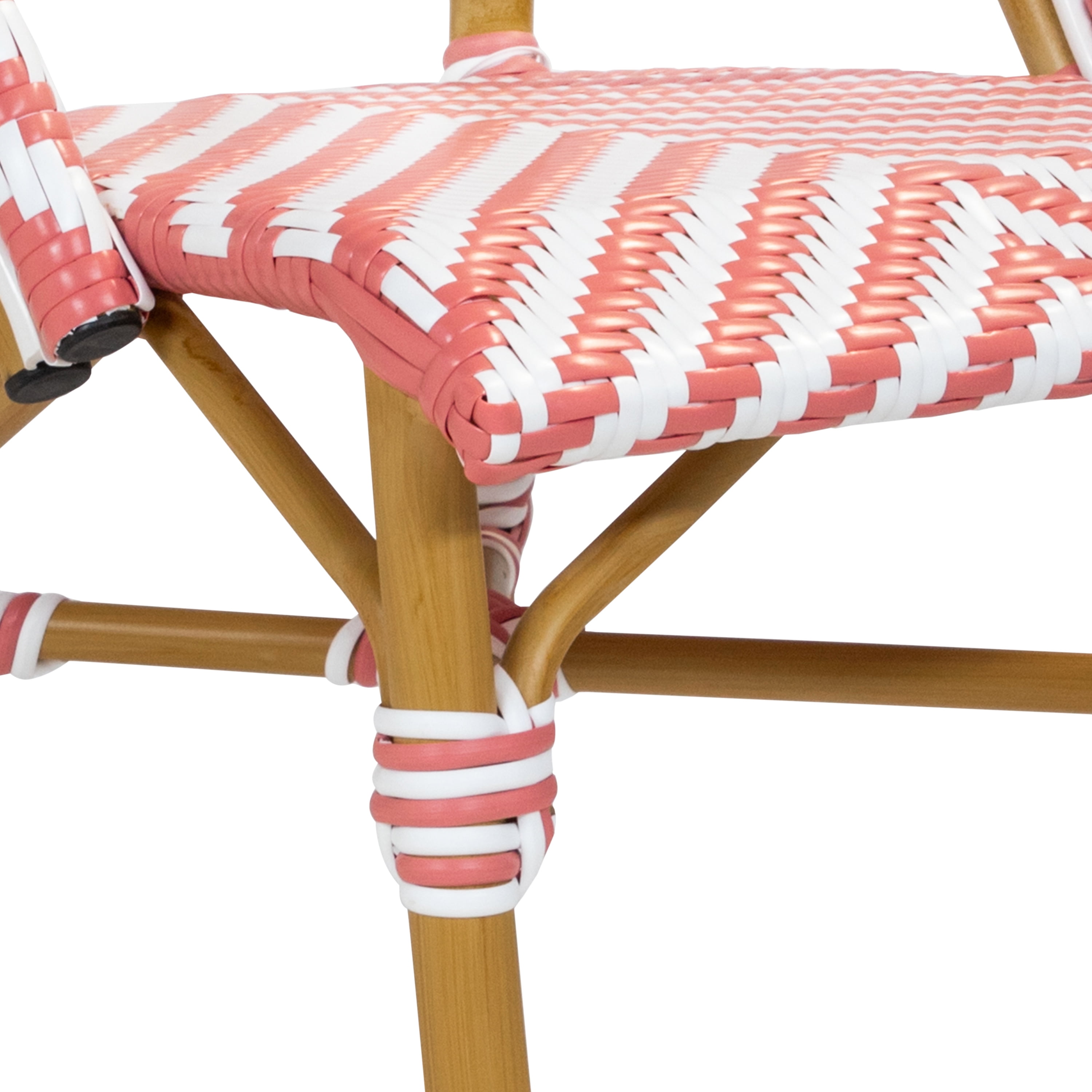 Furniture of America Tahit Outdoor Dining Chair - Faux Rattan - Set of 2 - Armless - Pink