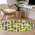 thumbnail image 4 of Small Round Rug 3Ft Washable Non-Slip, Yellow Lemons Circle Area Rugs for Living Room Bedroom, Summer Fruits Leaves Black White Buffalo Plaid Indoor Floor Mats Carpet Runner for Home Decor, 4 of 8