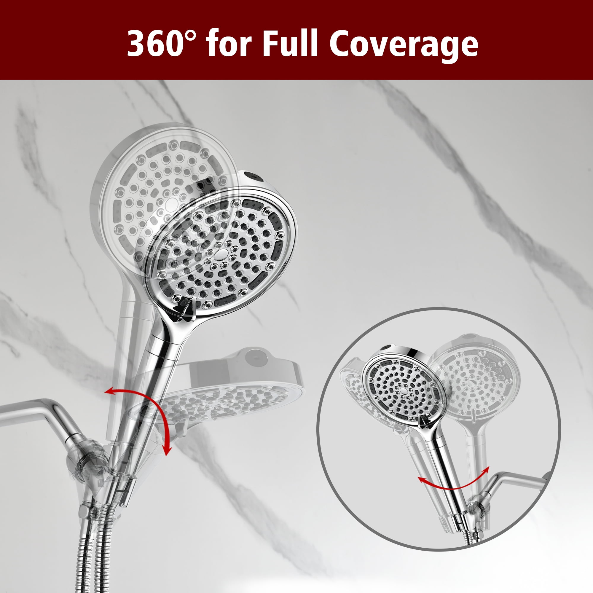 SUMERAIN Modern Bathtub Shower Faucet Set with 6-Spray Filtered Handheld Shower, High Flow Shower System Set Chrome Finish