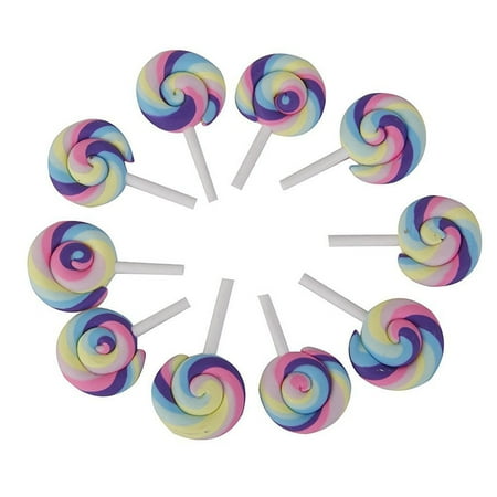 

10pcs Colorful Clay Lollipop Candy Embellishment DIY Craft
