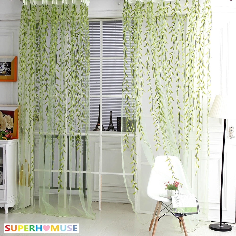 SUPERHOMUSE Pastoral Wicker Offset Printed Curtain Colorful Muslin