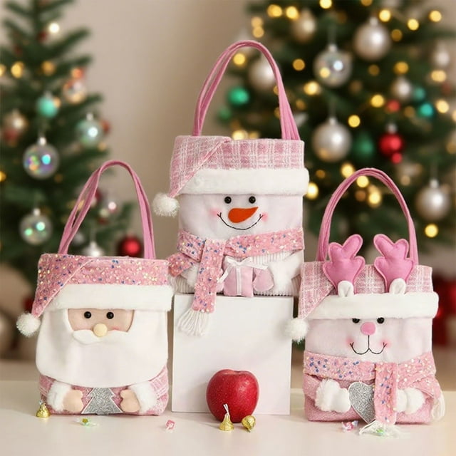 Bolsas de Regalo Navideñas de Poliéster Rosa para Dulces | 90 G | 42 X 23 X 1,5 Cm | 1 Bolsa de Regalo