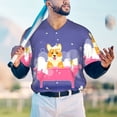 thumbnail image 6 of Balery Dog Washes in a Pink Bath Baseball Jersey for Men Casual Button Down Shirts Short Sleeve Active Team Sports Uniform-Small, 6 of 9