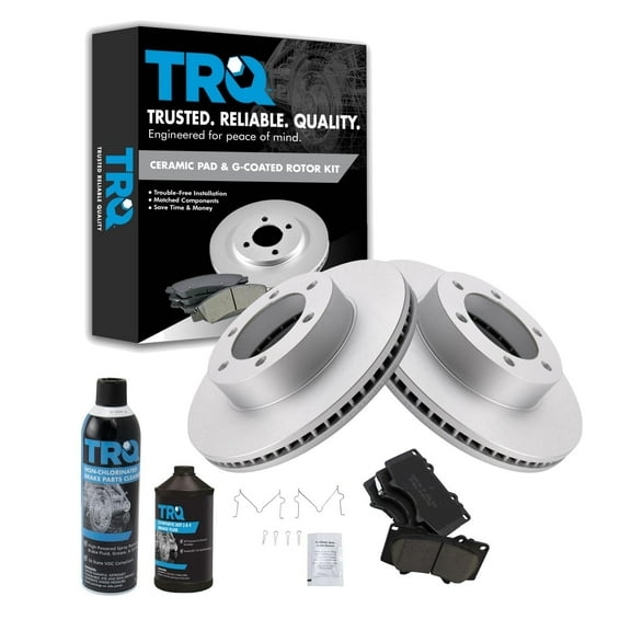 TRQ Posi Ceramic Brake Pad & Coated Rotor Kit Front w/Chemicals BKA24332 Fits select: 2000-2006 TOYOTA TUNDRA, 2003-2007 TOYOTA SEQUOIA