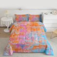 thumbnail image 2 of Manfei Gradient Tie Dye Full Size Comforter Sets,Retro Batik Aesthetic Bedding Comforter Set,Orange Blue Pink Bedding Sets For Teens,Luxury Bedroom Decor Reversible,3pcs, 2 of 8