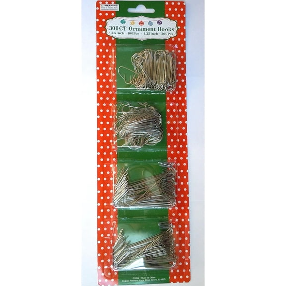 Silver Christmas Ornament Hooks in 2 Sizes, Pack of 300