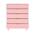 thumbnail image 5 of 5-Drawer Chest in MDF Wood with Gold Metal Legs, 5 of 6