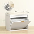 thumbnail image 7 of Demi Bonn 24" Shoe Storage Bench with Padded Seat Cushion and Flip-Drawer, Entryway Bench, Shoe Cabinet, White, 7 of 7