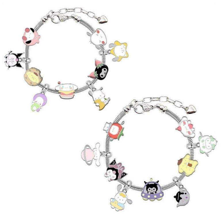 Anime Kawaii Sanrio Hello Kitty Bracelet Charms Metal Beads Making Kit Kids  Gift Jewelry Accessories