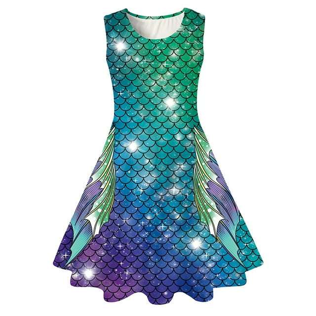 Robe Fille Tout-Petit Été Sans Manches Tenue Quotidienne Robe de Fête Vêtements Enfants Robe Fille Vêtements Taille 4-5T