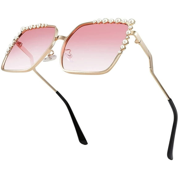 FEISEDY Women Oversized Square Sunglasses Pearl Design Ladies 2021 New Luxury Fashion Big Shades B2747