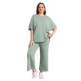 thumbnail image 5 of Ronuti Two Piece Sets for Women Summer Outfits Oversized Wide Leg Crop Pants Lounge Sets Airport Beach Vacation Clothes, 5 of 9