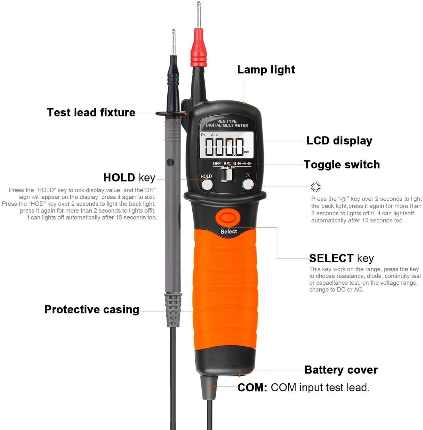 Digital Multimeter, Voltage Tester, 2000 Counts for Measuring Voltmeter, Resistance Diode Tester