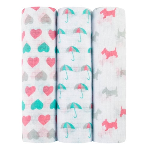 Ideal Baby by the makers of Aden + Anais Girl 3pk Muslin Swaddles