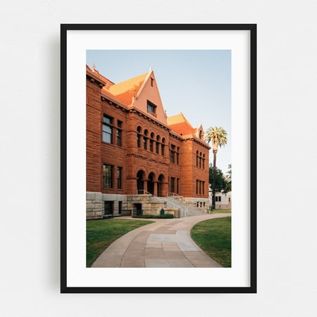 Old Orange County Courthouse 01 - Santa Ana California Photography Architecture Vintage Palm Tree Travel Poster City Tropical Black Framed Wall Art Print 5 x 7 inches