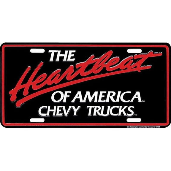 Signs 4 Fun Parody License Plate - Chevy Truck Heartbeat - 12” x 6” Decorative License Plate Wall Decor - Decoration Plate Man Cave   Garage - Made in The USA
