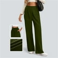 thumbnail image 7 of cocolona Womens Straight Wide-leg Corduroy Pants Fashion Solid Color Casual Loose Long Pants Elastic Waist Trousers with Pockets, 7 of 7