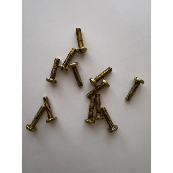 Brass Pan Head Slotted Machine Screws. 1/4-20 X 1” , 12 Pcs. New-Nos