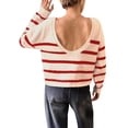 thumbnail image 3 of Women'S Crew Neck Cropped Sweater Fall Long Sleeve Chunky Knit Pullover Sweater Tops Red Apricot S, 3 of 7
