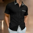thumbnail image 2 of QATAINLAV Mens Button Down Casual Shirts Short Sleeve Plaid Collar Tshirts Trendy Wrinkle Free Dress Shirt Summer Beach Shirts with Pockets, 2 of 7