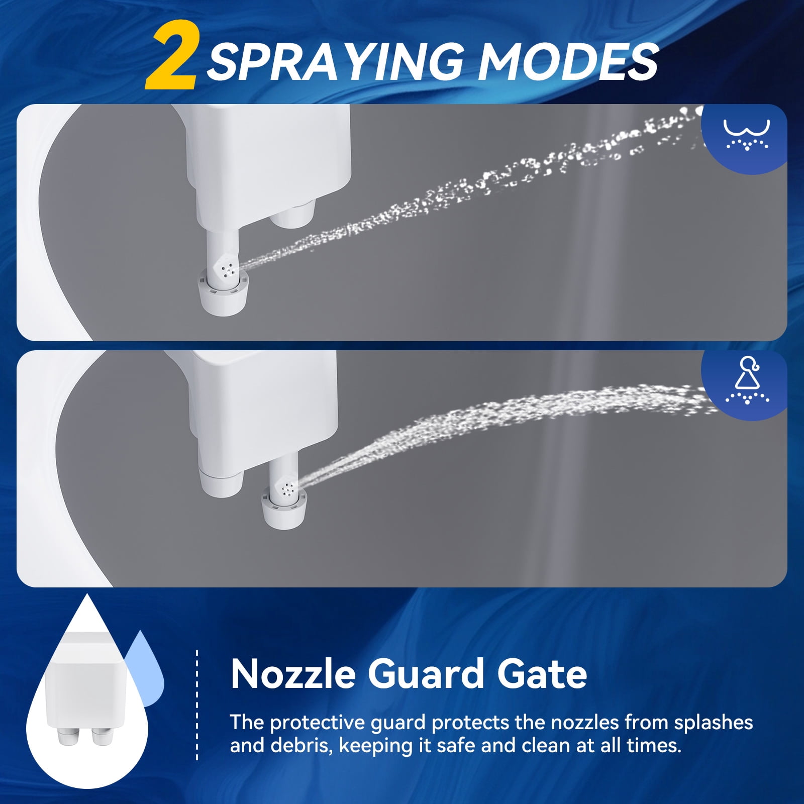 HOROW Ultra-Slim Bidet, Non-Electric Dual Nozzle Feminine Wash Fresh Water Sprayer, Adjustable Water Pressure, Bidet for Toilet Seat Attachment, Stainless Steel Inlet Badays