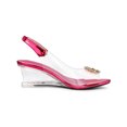 thumbnail image 3 of BLISSFUL STEP Women's Shoes Clear Wedge Heels Rhinestone Peep Toe Slingback Transparent Shoes Hot Pink 6, 3 of 7