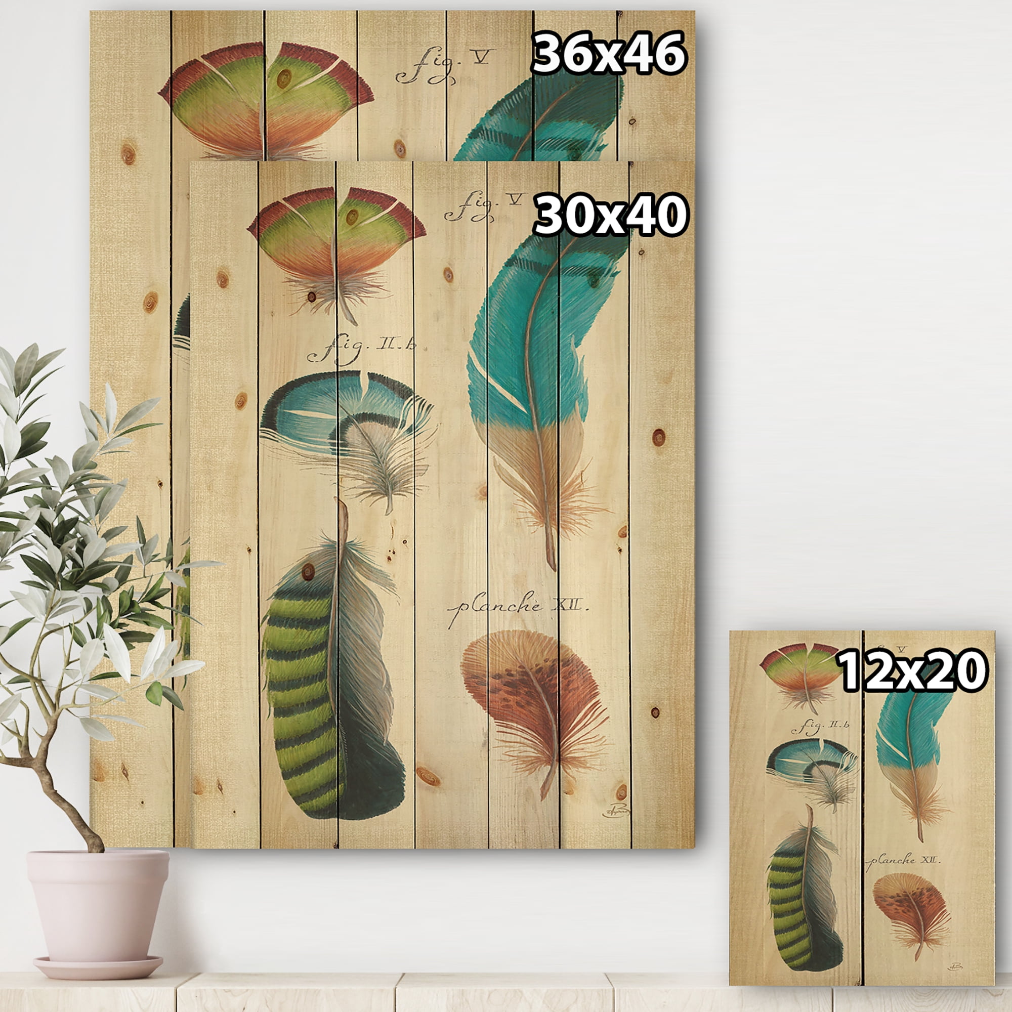 Designart 'Feathers Cottage Family III' Cabin & Lodge Print on Natural Pine Wood