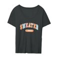 thumbnail image 2 of Camisetas para mujer, Tops de verano, ropa deportiva estampada, ropa informal clásica suave, camisetas básicas de manga corta a la moda, camisa de cue Gris oscuro, 2 of 9
