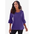 thumbnail image 2 of Roaman's Women's Plus Size Cotton Ultimate Bell Sleeve Tee, 2 of 6